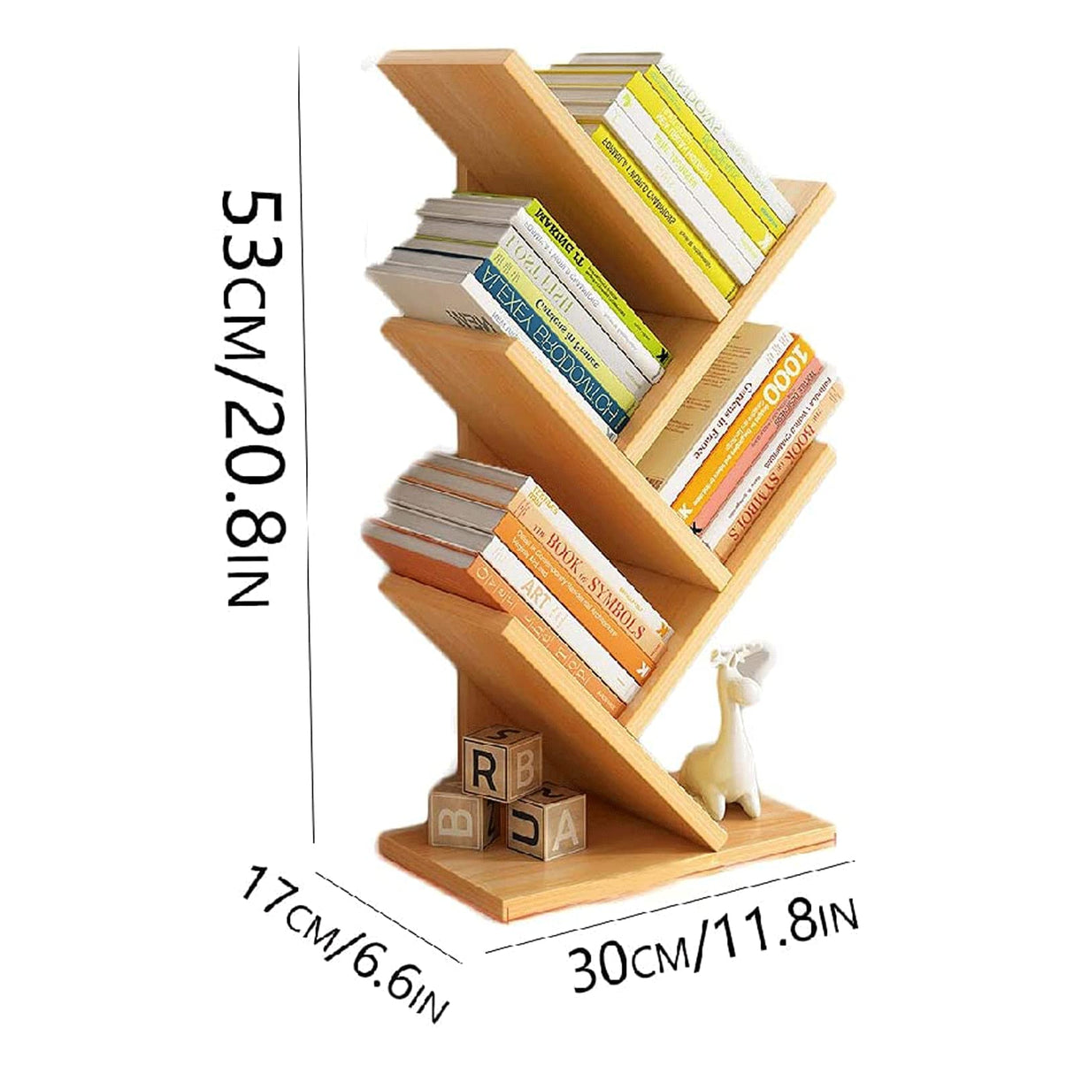 Standing Bookshelf Wooden Bookcase Creative Tree Bookshelves Open Office Study Storage Rack Bookcase