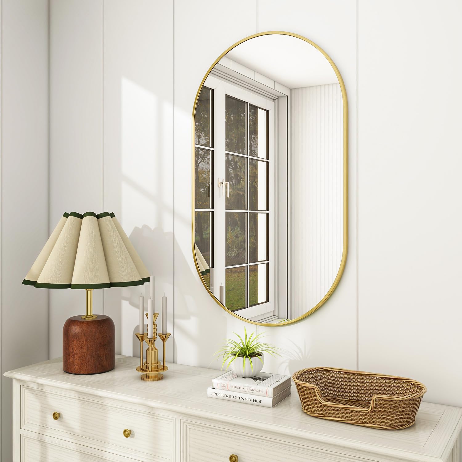 Mirror,Oval Bathroom Mirror, Gold Vanity Wall Mirror