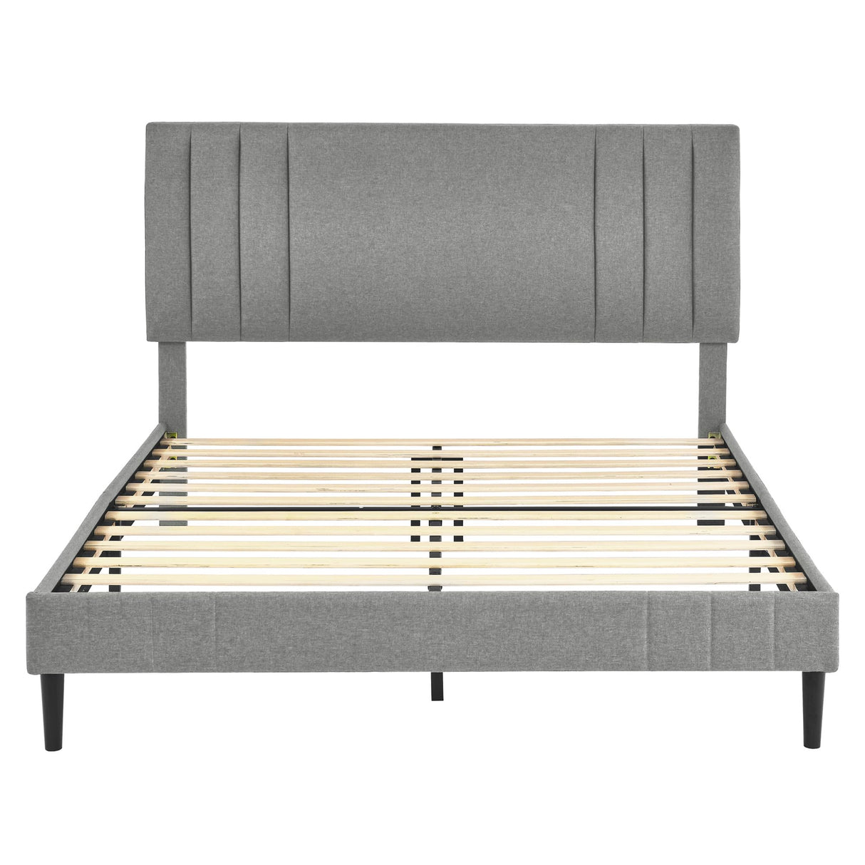 Chicago Modern Tufted Upholstered Platform Queen Size Bed Frame, Grey