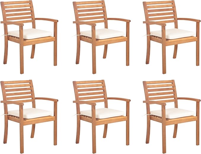 Acacia Wood Patio Dining Chairs, Outdoor Dining Chairs Set of 6