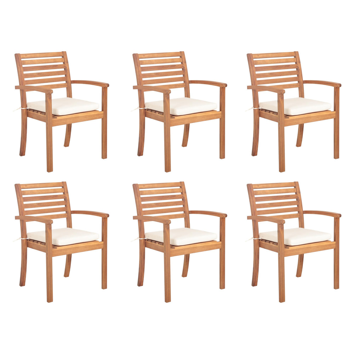 Acacia Wood Patio Dining Chairs, Outdoor Dining Chairs Set of 6