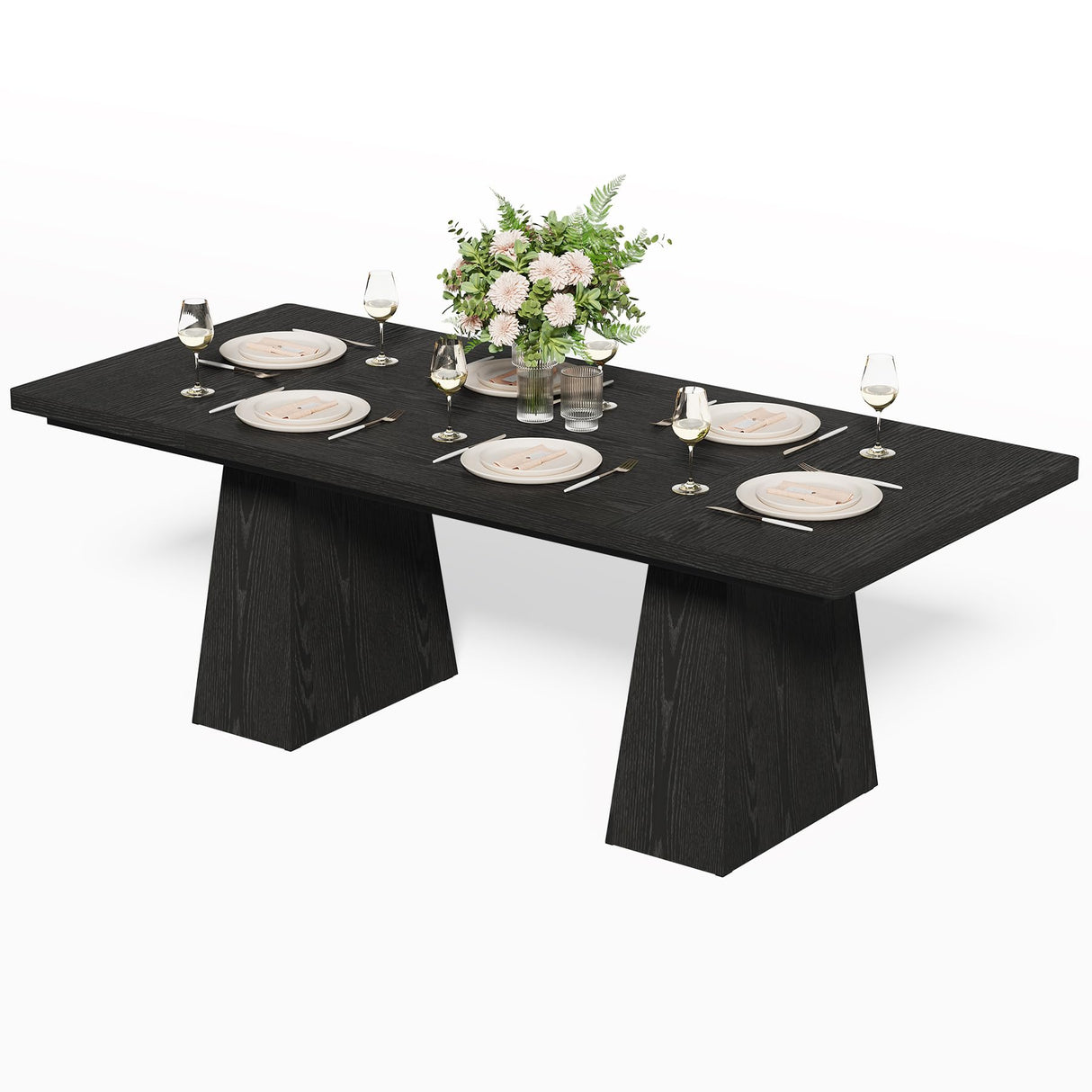 Table for 6 People, Wooden Table, Rectangle Furniture with Heavy Duty Legs, Modern