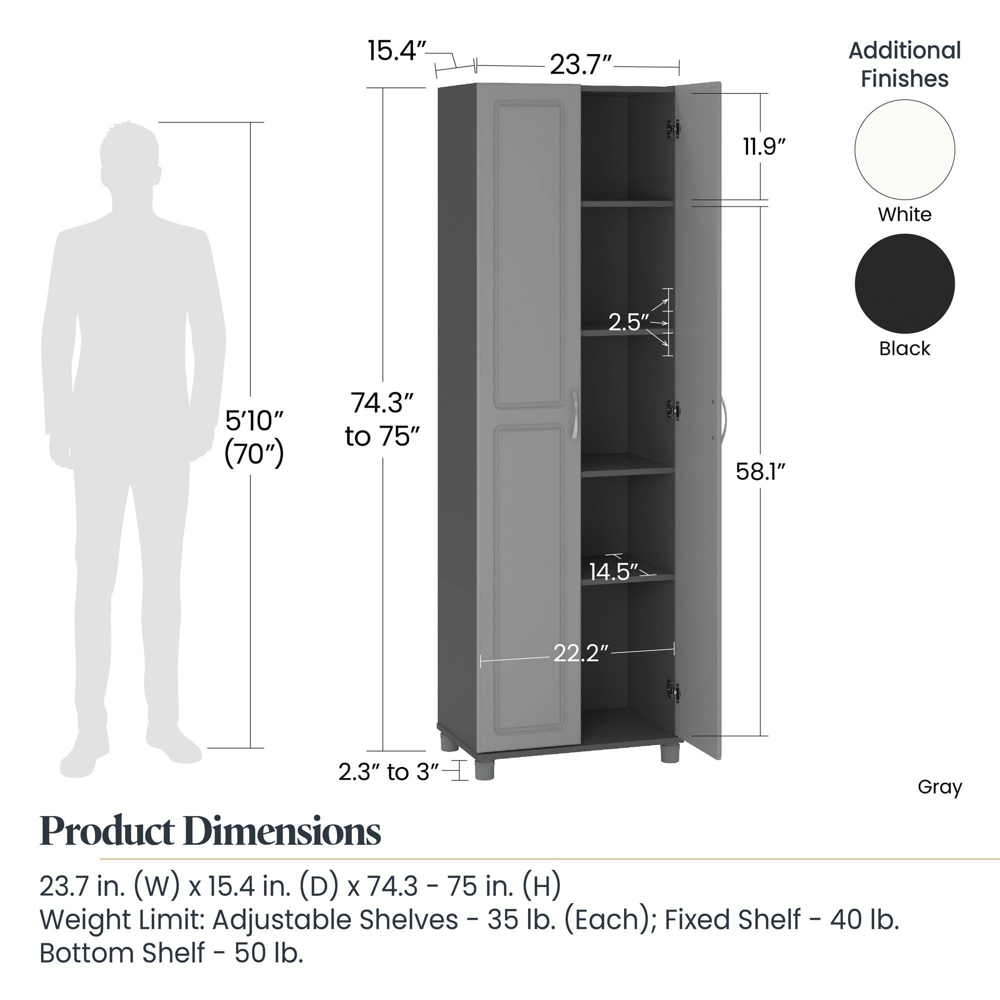 Evolution Kendall 24" Utility Storage Cabinet - White