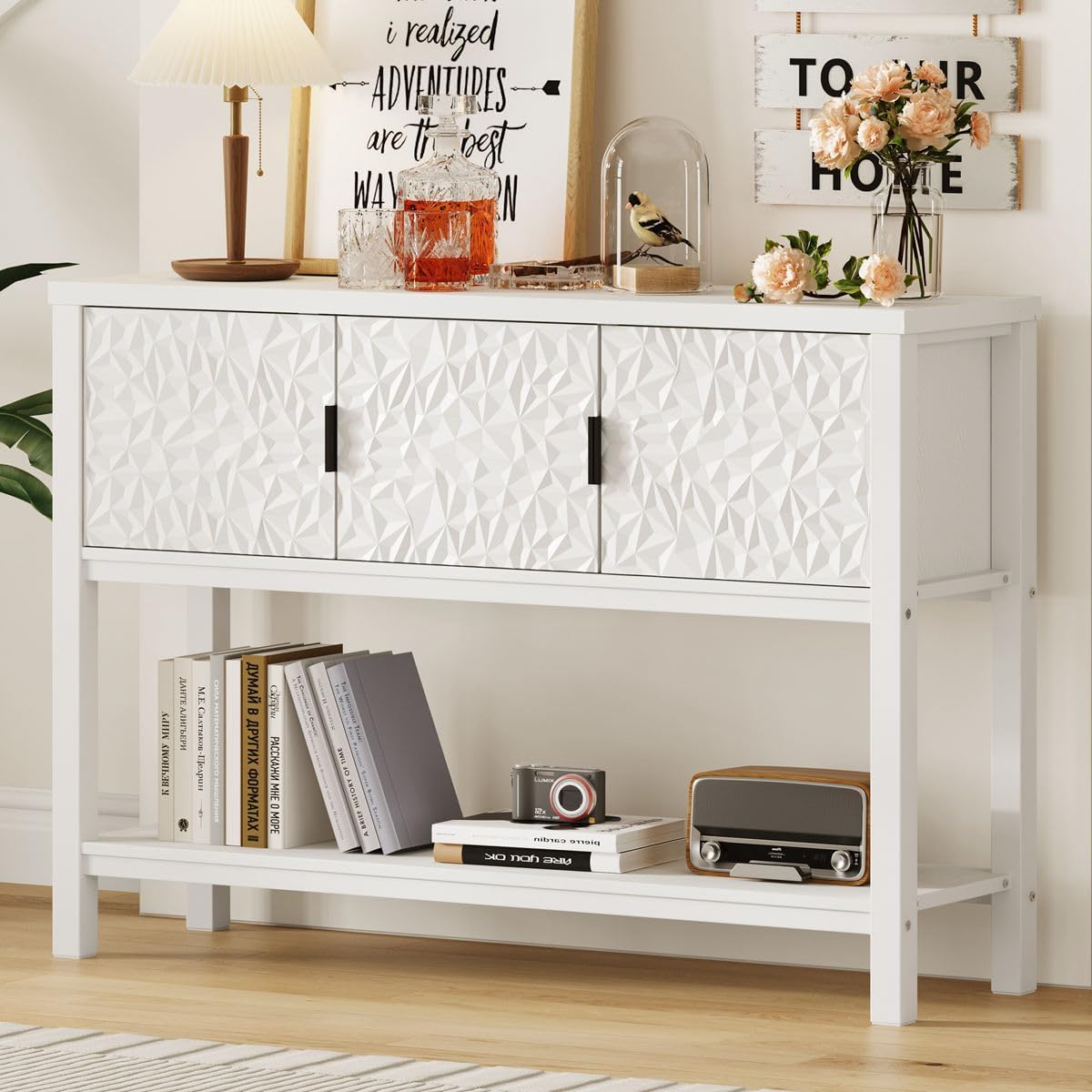 Console Sofa Table with Storage, Modern Entryway Table for Living Room