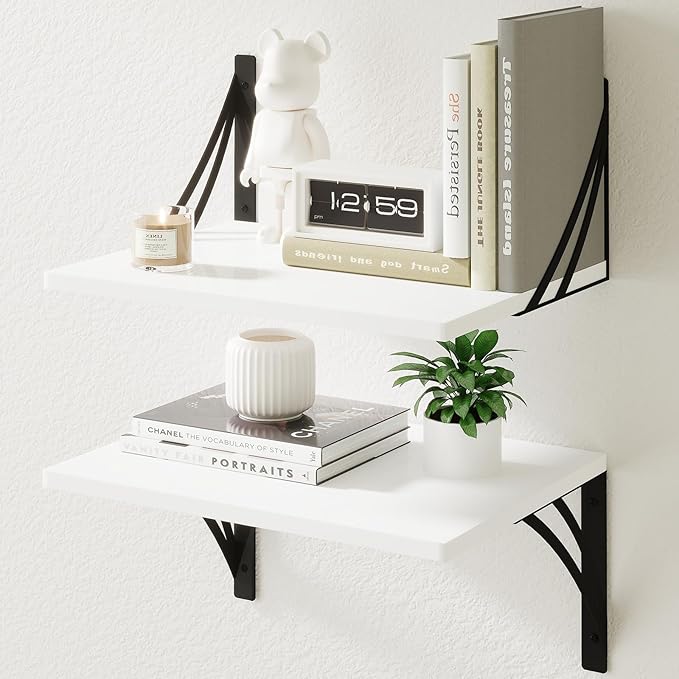 Deep Floating Shelves, 12 Inch Deep Floating Wall Shelves, Sturdy Engineered Wood Shelves