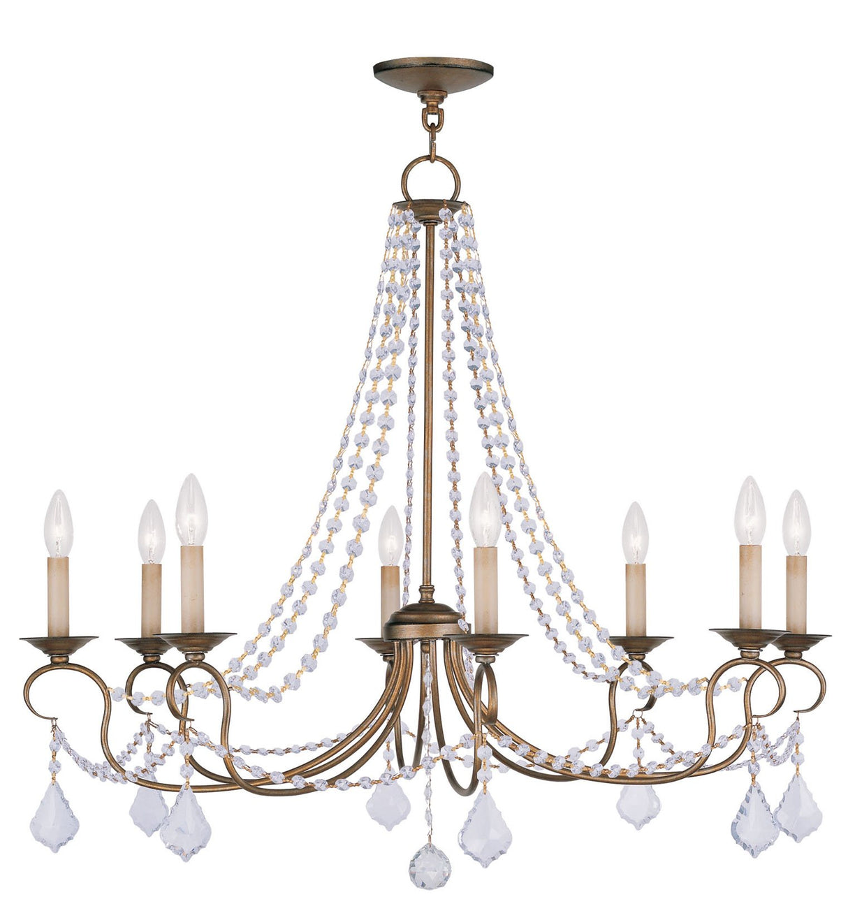 Lighting 6518-48 Pennington 8 Light Chandelier, Antique Gold Leaf