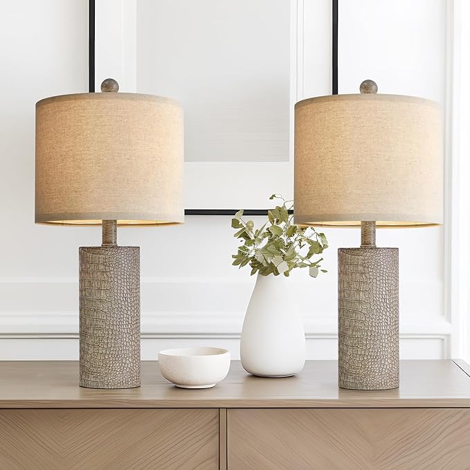 20.5" Farmhouse Lamp Single Resin Table Lamps for Living Room Bedroom Entryway