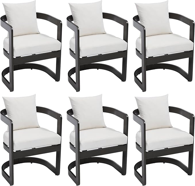 Upholstered Outdoor Dining Chairs, Modern Patio Dining Chairs Set of 6