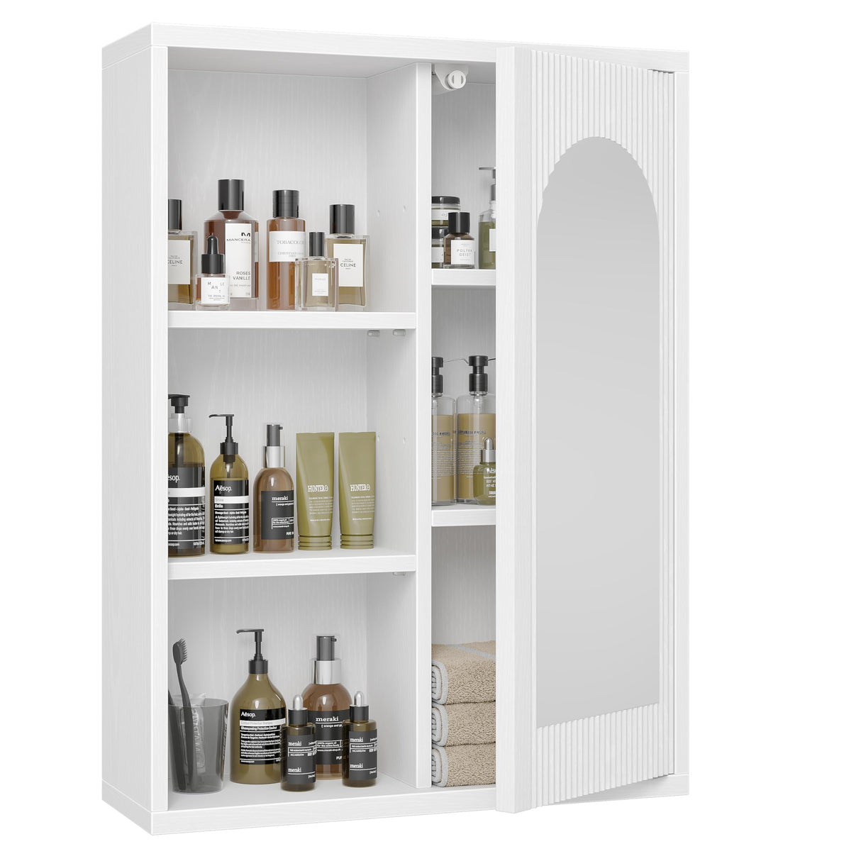 20’’x26’’ Bathroom Cabinet Wall Mounted with Arch Mirror, Medicine Cabinet
