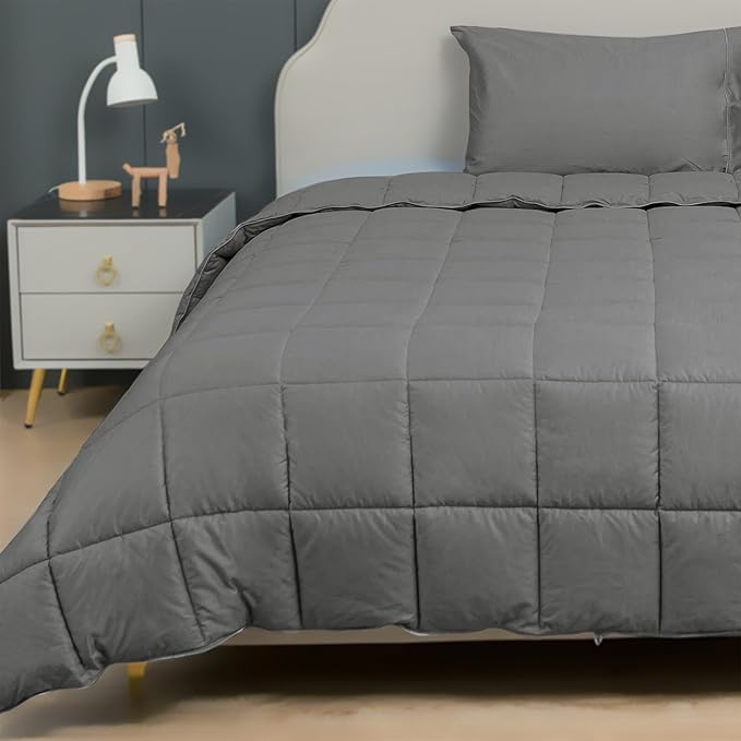 100% Cotton Shell Full Duvet Insert, White Down Alternative Cotton Comforter