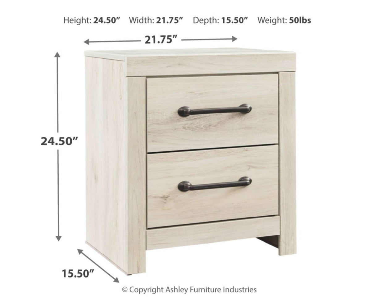 Cambeck Farmhouse Industrial 2 Drawer Two Drawer Nightstand with 2 Slim-Profile