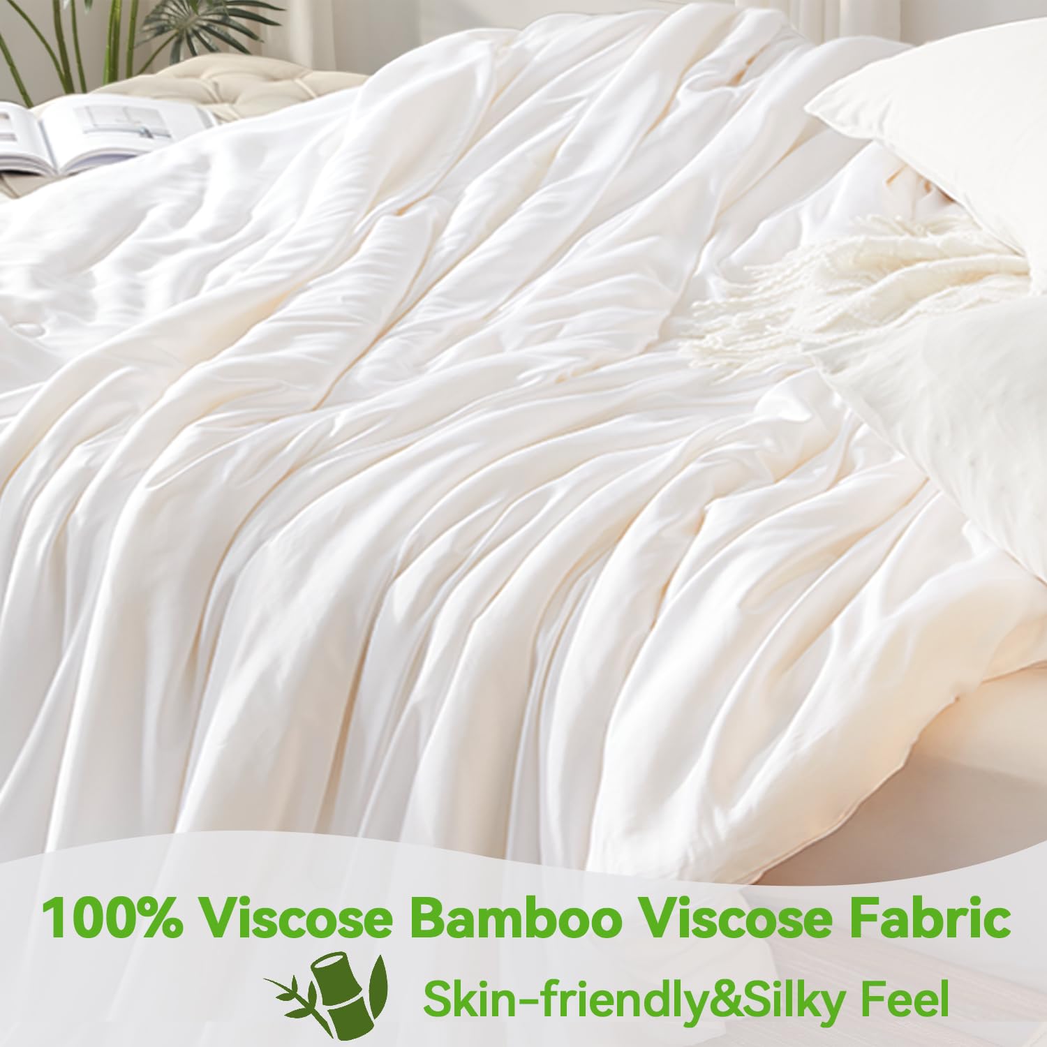 Bamboo Viscose Cooling Comforter Queen Size,Luxurious Lightweight Blanket for Summer