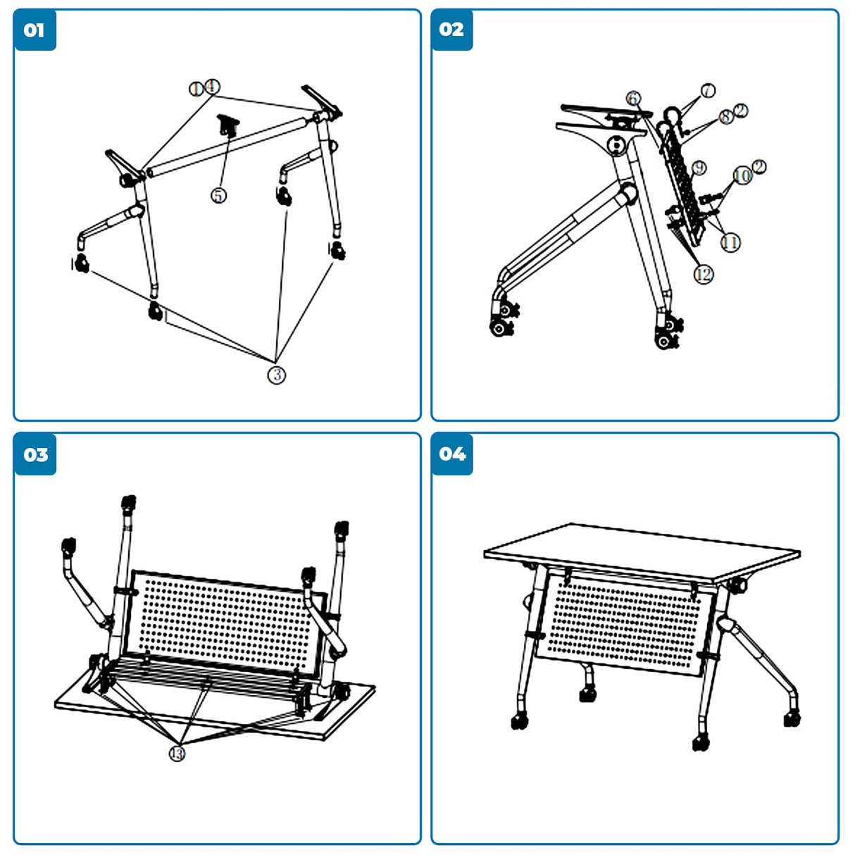 Folding Conference Table,Mobile Training Table with Wheels