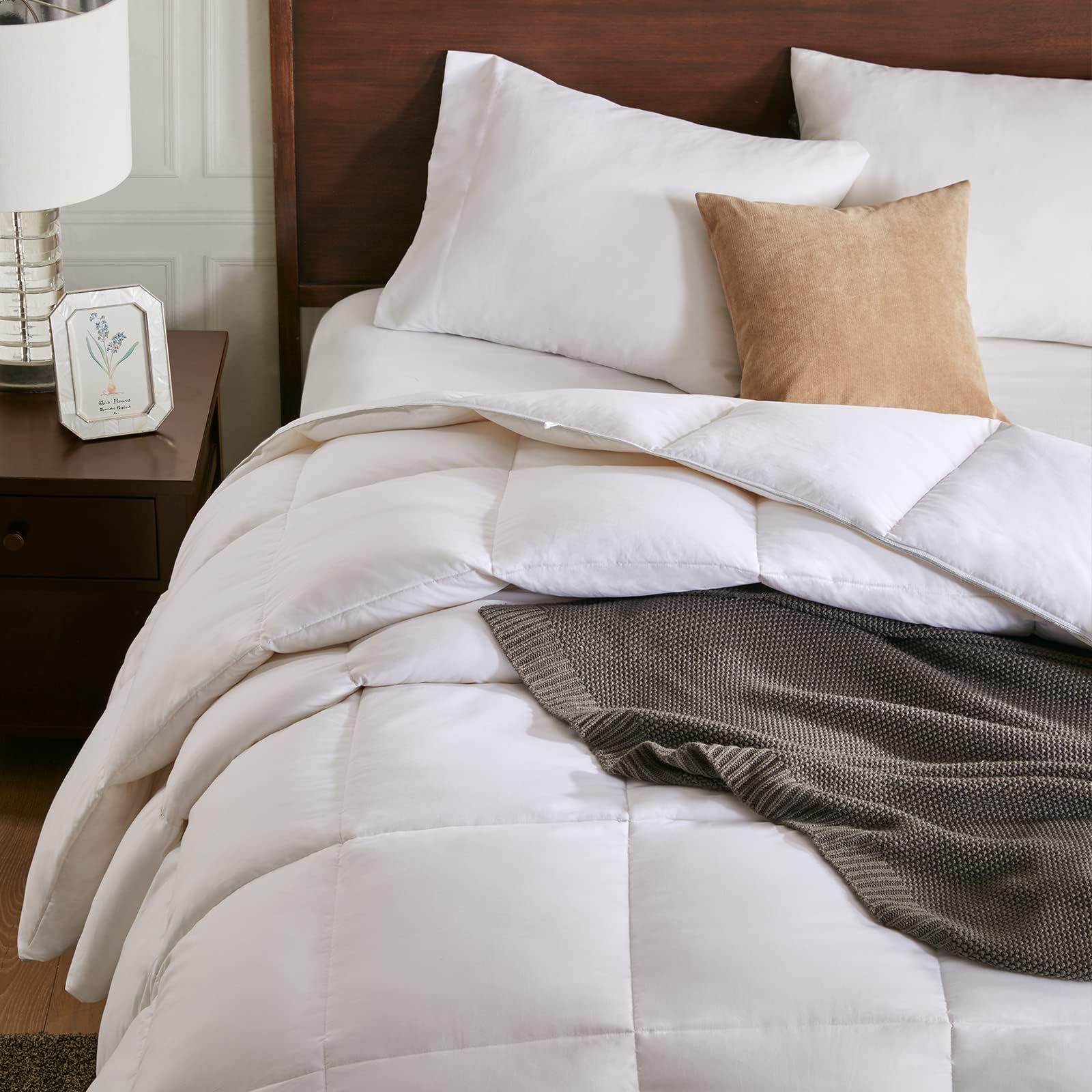 All Season Down Feather Fibers Comforter Full Size - Ultra-Soft High Fill-Power Hotel