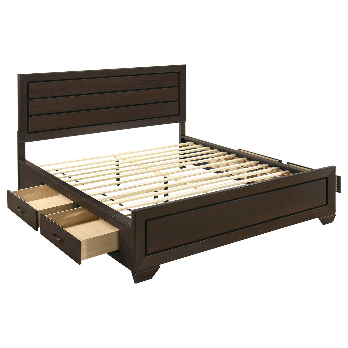 Kauffman Transitional Wood California King Size Storage Panel Bed Frame Platform Bed