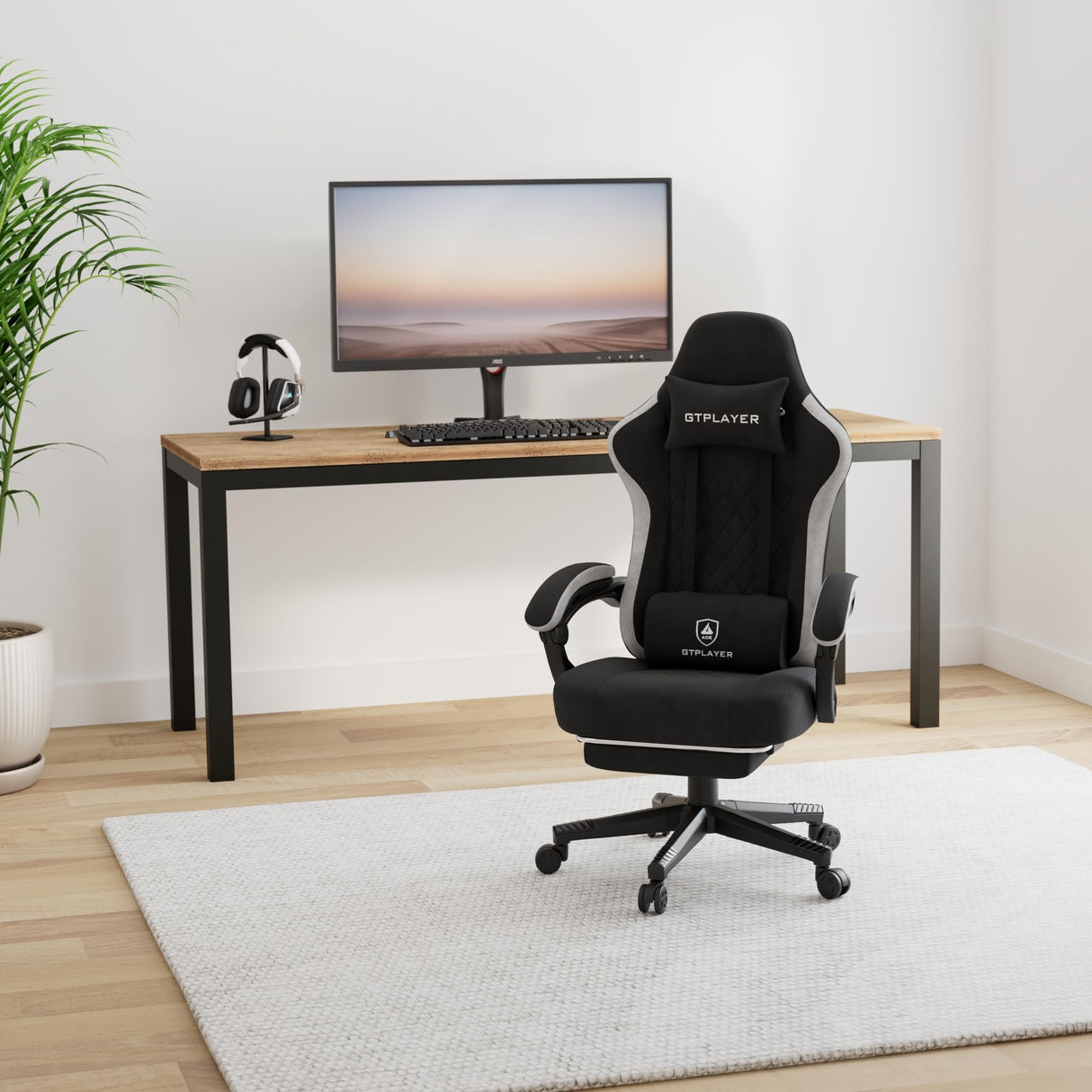 Gaming Chair, Computer Office Chair with Pocket Spring Cushion, Linkage Armrests and