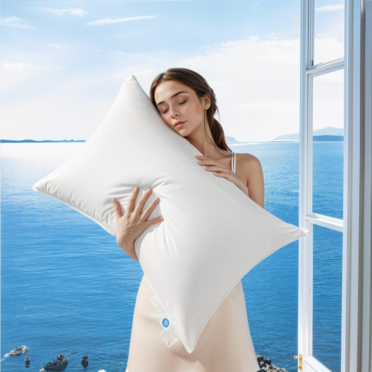 Luxury Goose Down Pillow Queen Size - 900 Fill Power, 600 TC Cotton Shell