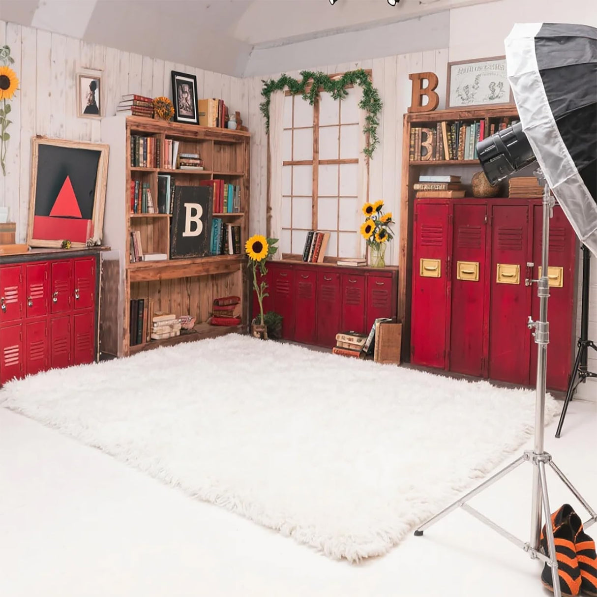 White Fluffy Shaggy Area Rug 5x10ft - Photography Studio Floor Mat