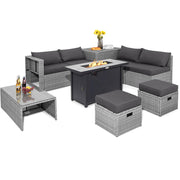 9 PCS Patio Furniture Set with 42” 60,000 BTU Fire Pit