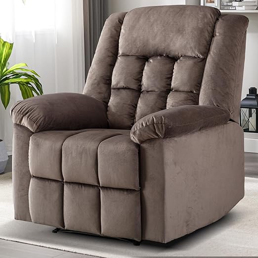 ComforTuff Duo Recliners – 2Pcs Manual Overstuffed Recliner Chairs with Padded Headrest