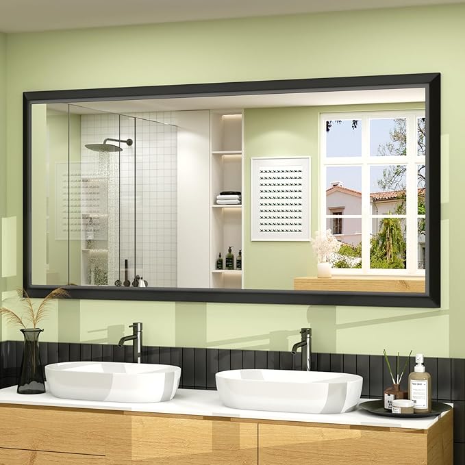 72 x 36 Inch Rustic Bathroom Mirror for Over Sink, Brown