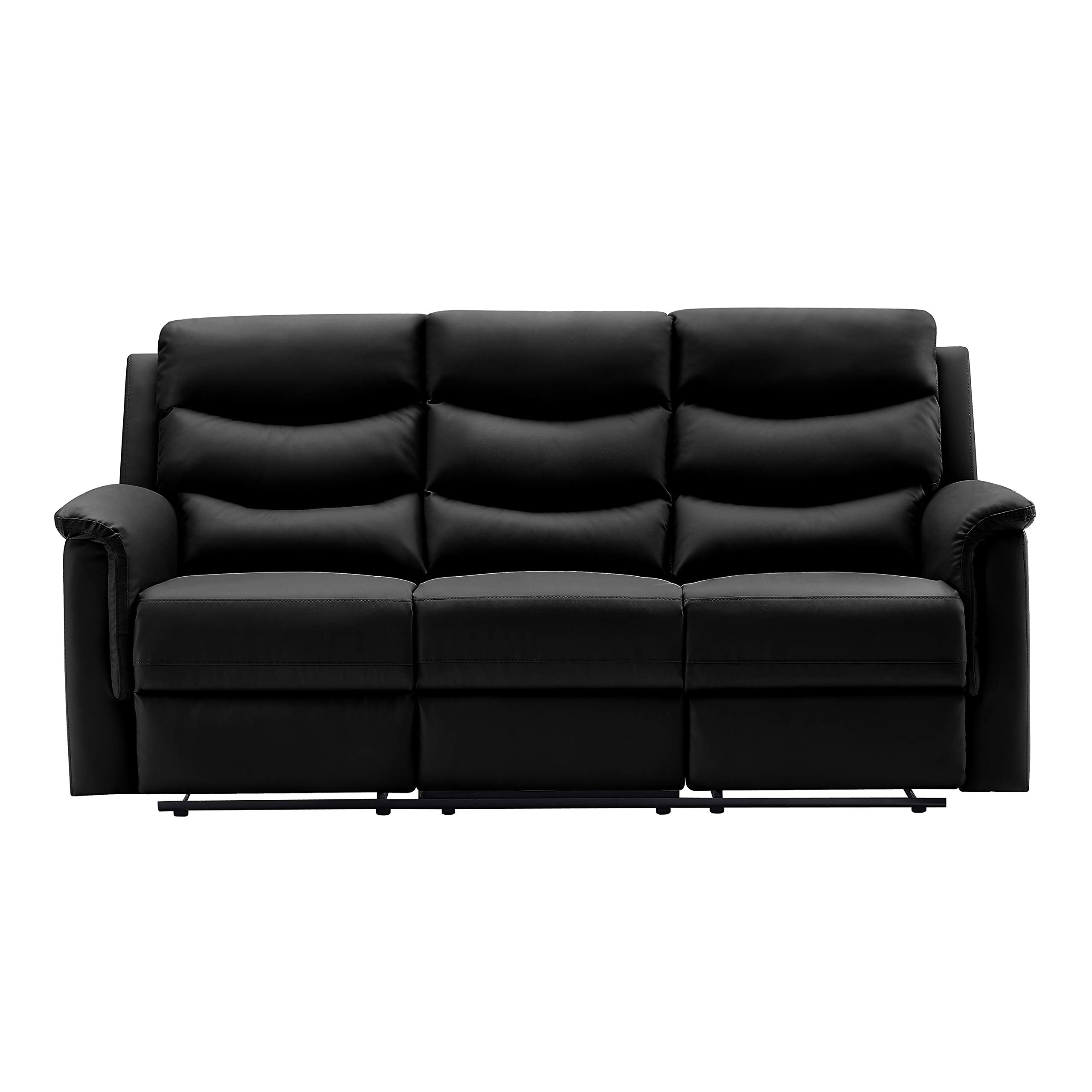 2 Pieces Faux Leather Manual Motion Reclining Sofa Set include 3 Seater Couch