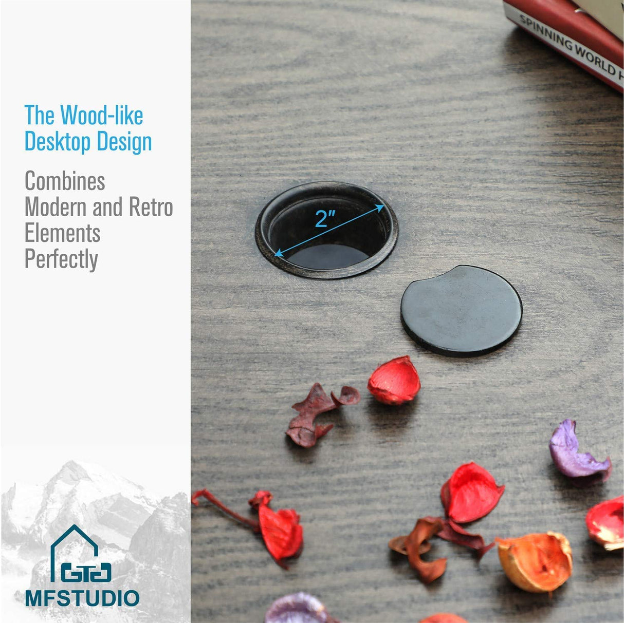 ,4 Sling Dining Swivel Chairs and 48" Round Metal Wood