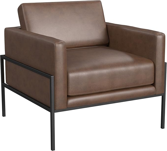 Modern Metal Frame Accent Chair Home Décor|Accent Chairs for Living Room & Bedroom - Sustainable Gray Woven