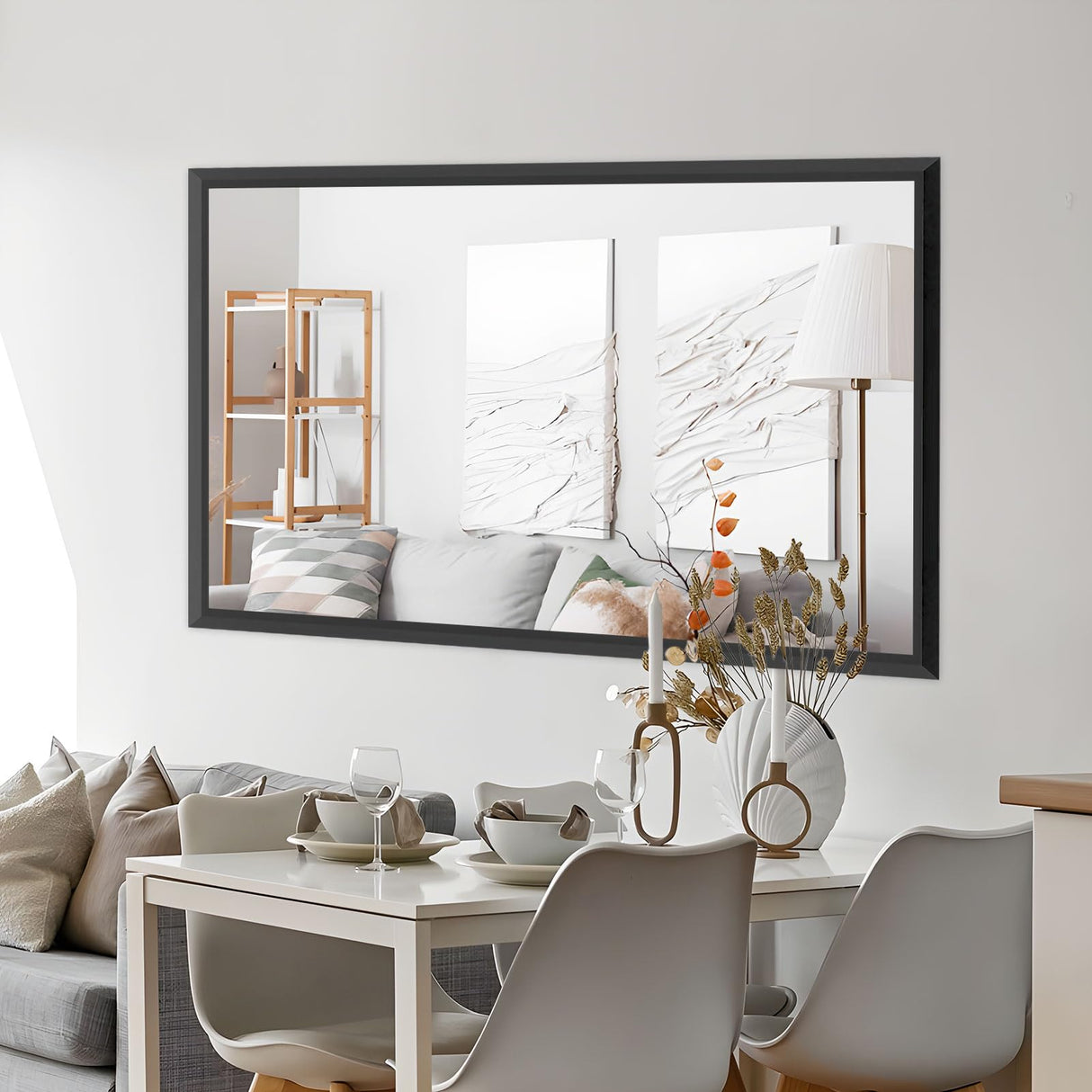 Black Bathroom Mirror, Thick Metal Framed Wall Mirrors