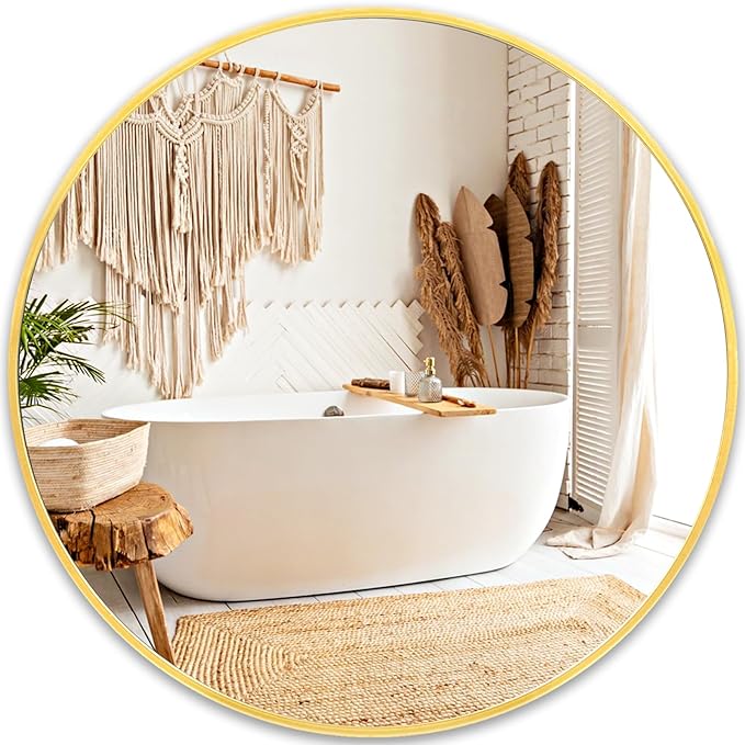 Black Circle Mirror for Wall 20 inch - Round Mirror for Bathroom, Entryway