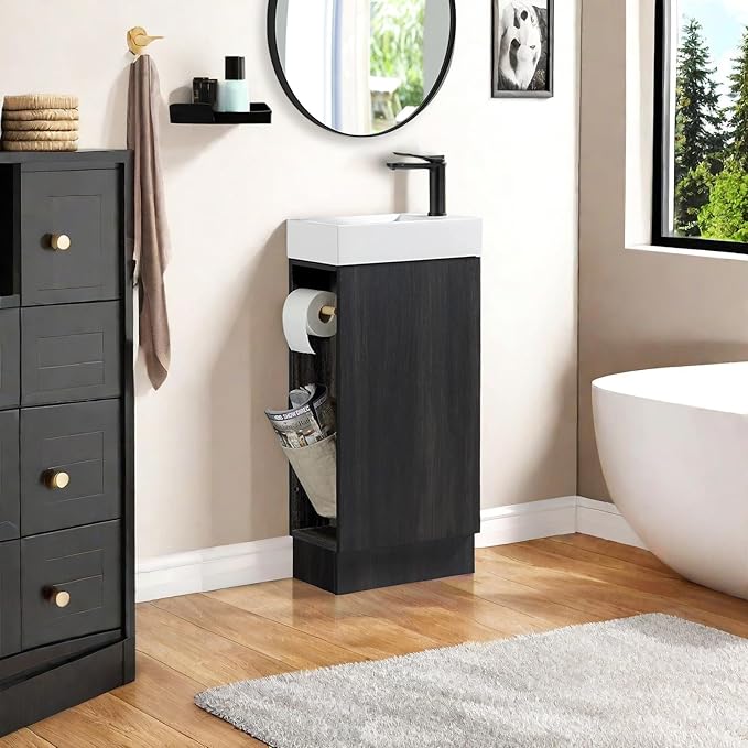 16“ Bathroom Vanity Sink Combo for Small Space, Modern Floor-standing Small Bathroom Vanity