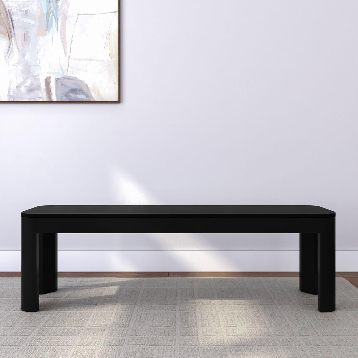 Contour Bench, Modern Rounded 58 Inch Dining Bench