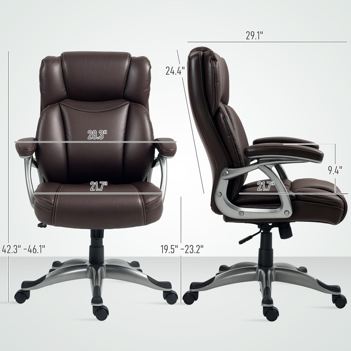 Executive Office Chair with Tilt Function - PU Leather High Back Swivel Desk Chair