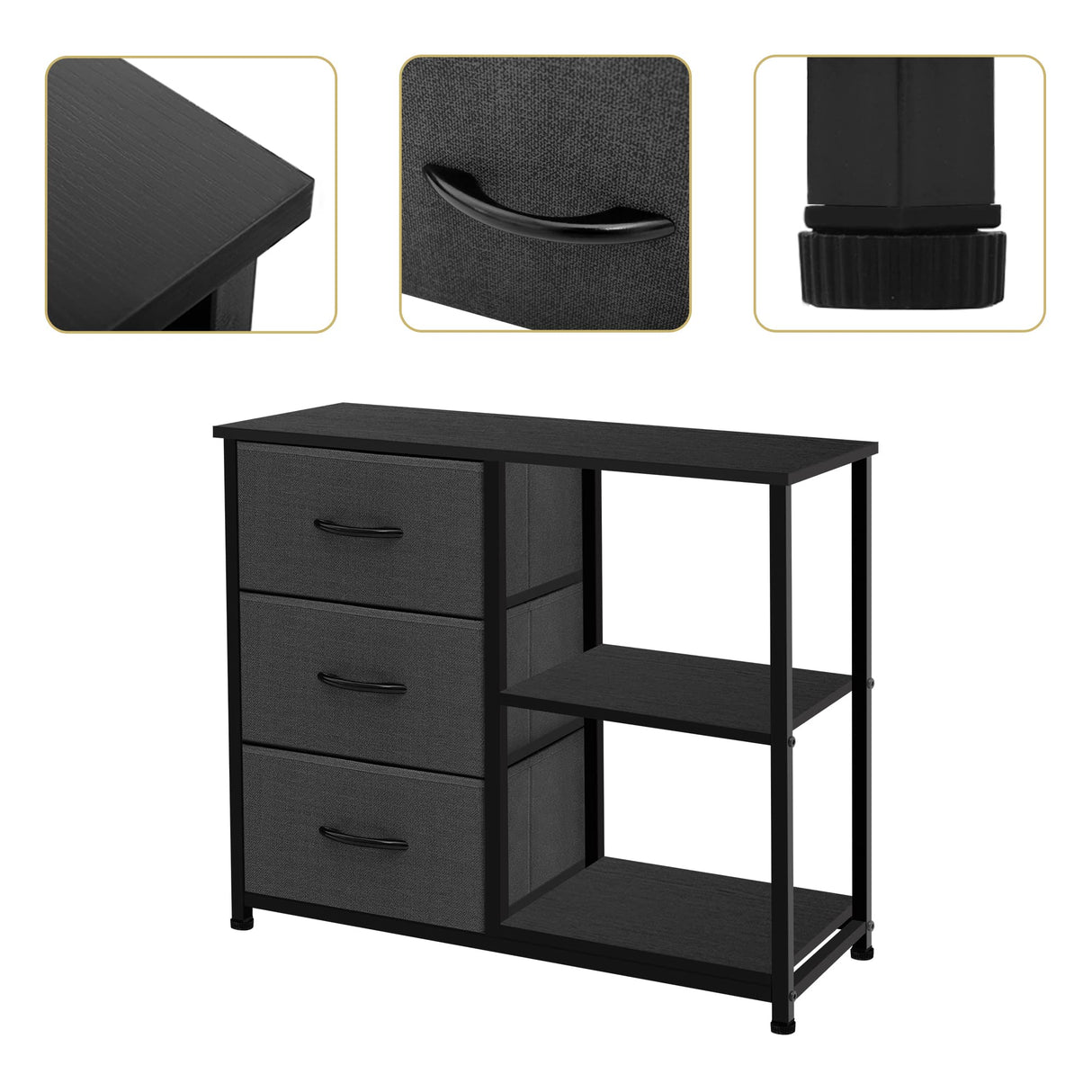 Rustic Brown Fabric Dresser, 4 Drawer Organizer Unit with 2 Shelves