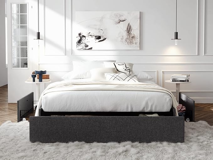 Junior Loft Bed Twin Size, Heavy Duty Twin Bed Frame with Full-Length Guardrail