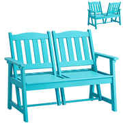 Outdoor Bench, 2-Person Weatherproof Garden Bench with Adjustable Backrest