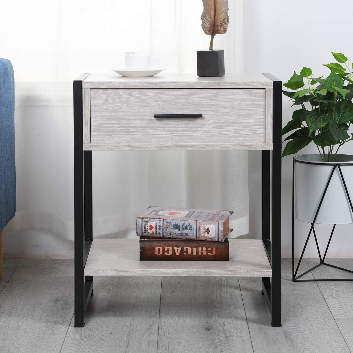 End Table Night Stand Bedside Table with Drawer Telephone Side Table Small Corner