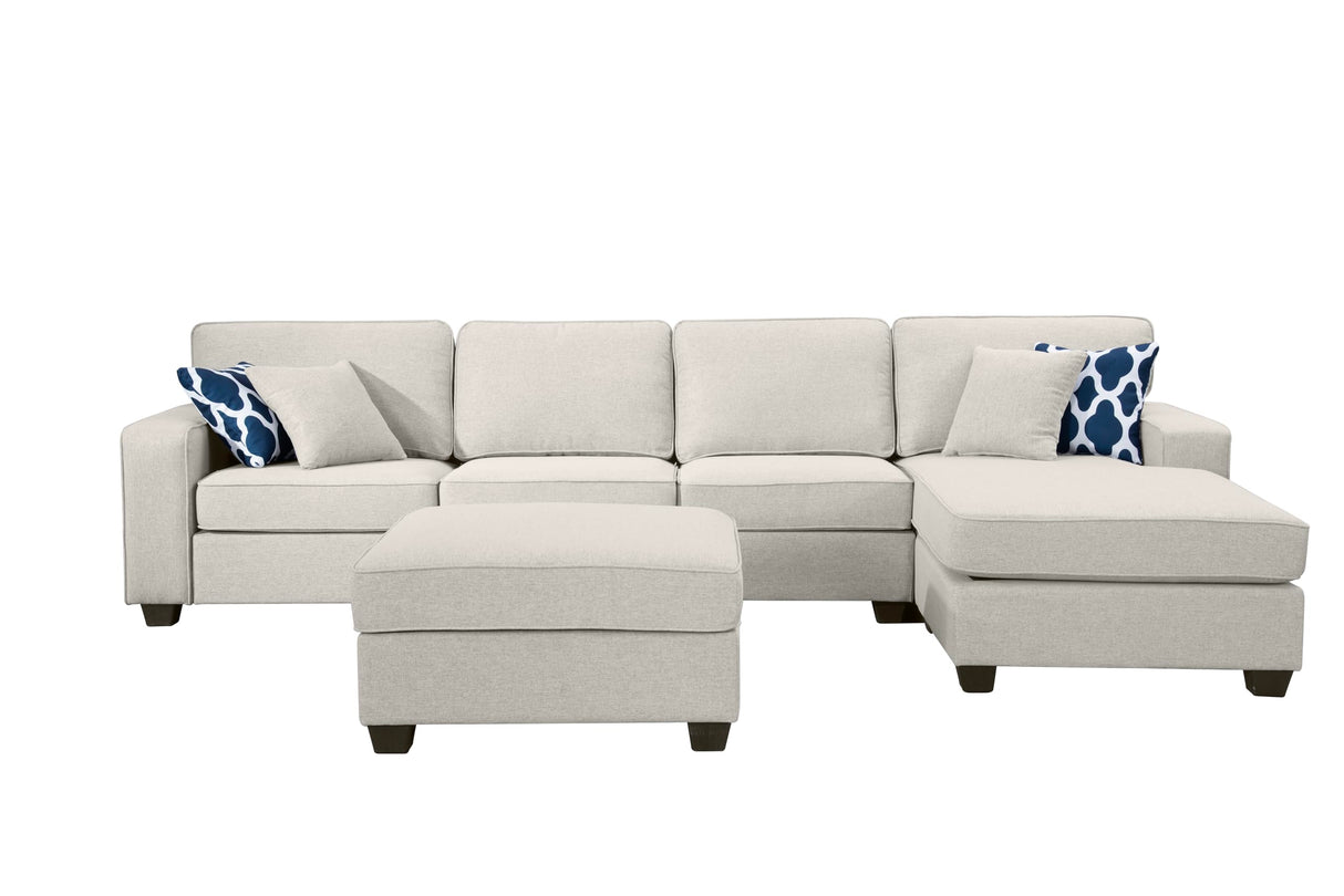 130'' Reversible Modular Sofa Couche with Ottoman Sectional
