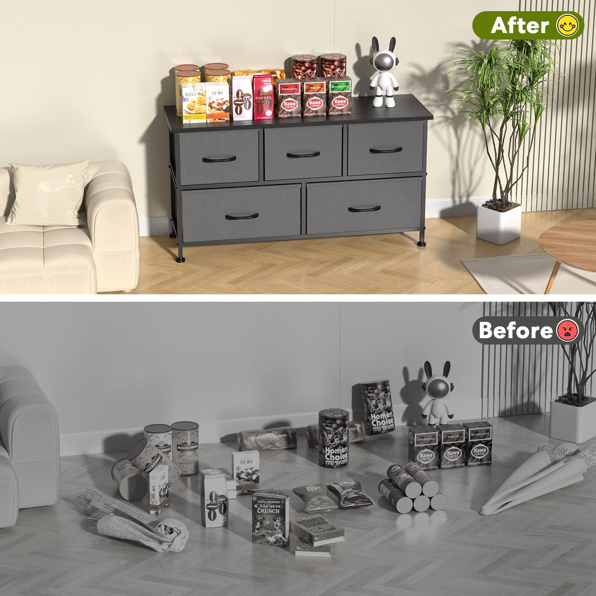 5 Drawers Dresser for Bedroom, Wide Chest of Drawers, Storage Organizer Units