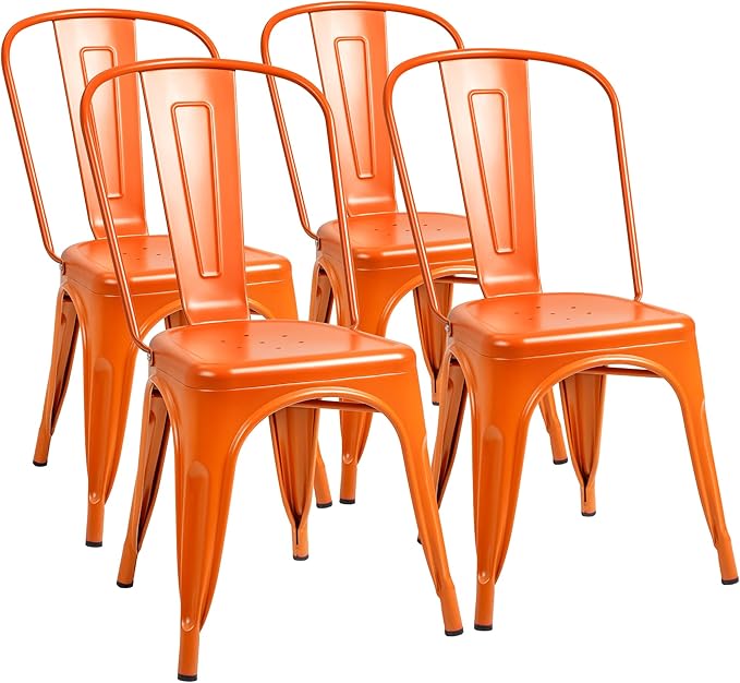 Metal Dining Chair Indoor-Outdoor Use Stackable Classic Trattoria Chair Chic Dining