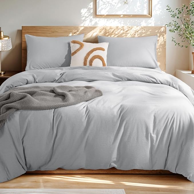100% Washed Cotton Duvet Cover Set 3 Pieces Cotton Duvet Cover Set 2 Pillowcase 1 Soft Duvet Cover