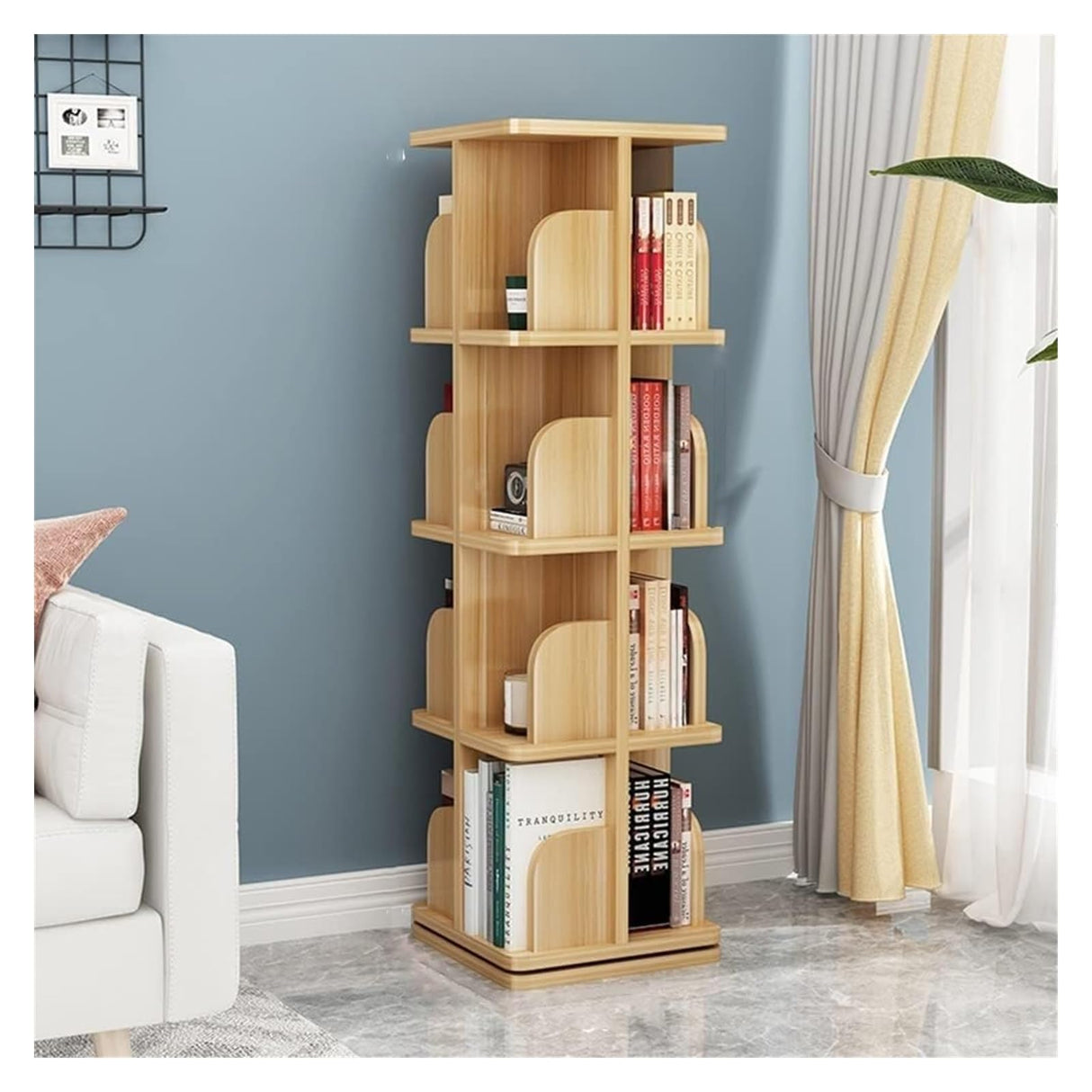 Rotating Bookshelf Storage Rack Picture Book Rack Living Room Multi-Layer Shelf Black