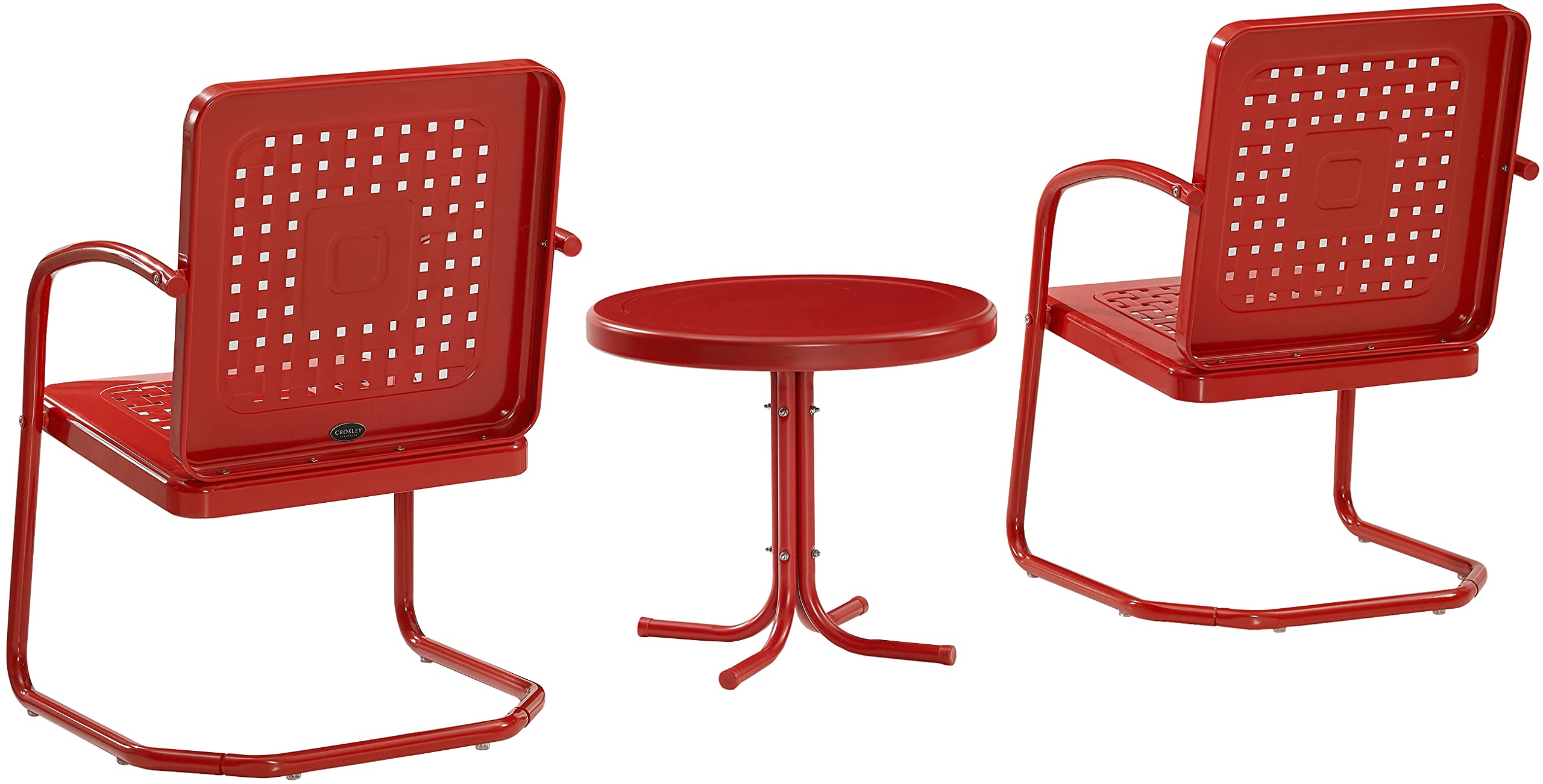 Bates 3-Piece Outdoor Chair and Side Table Set, Retro Metal Bistro Patio Conversation Sets
