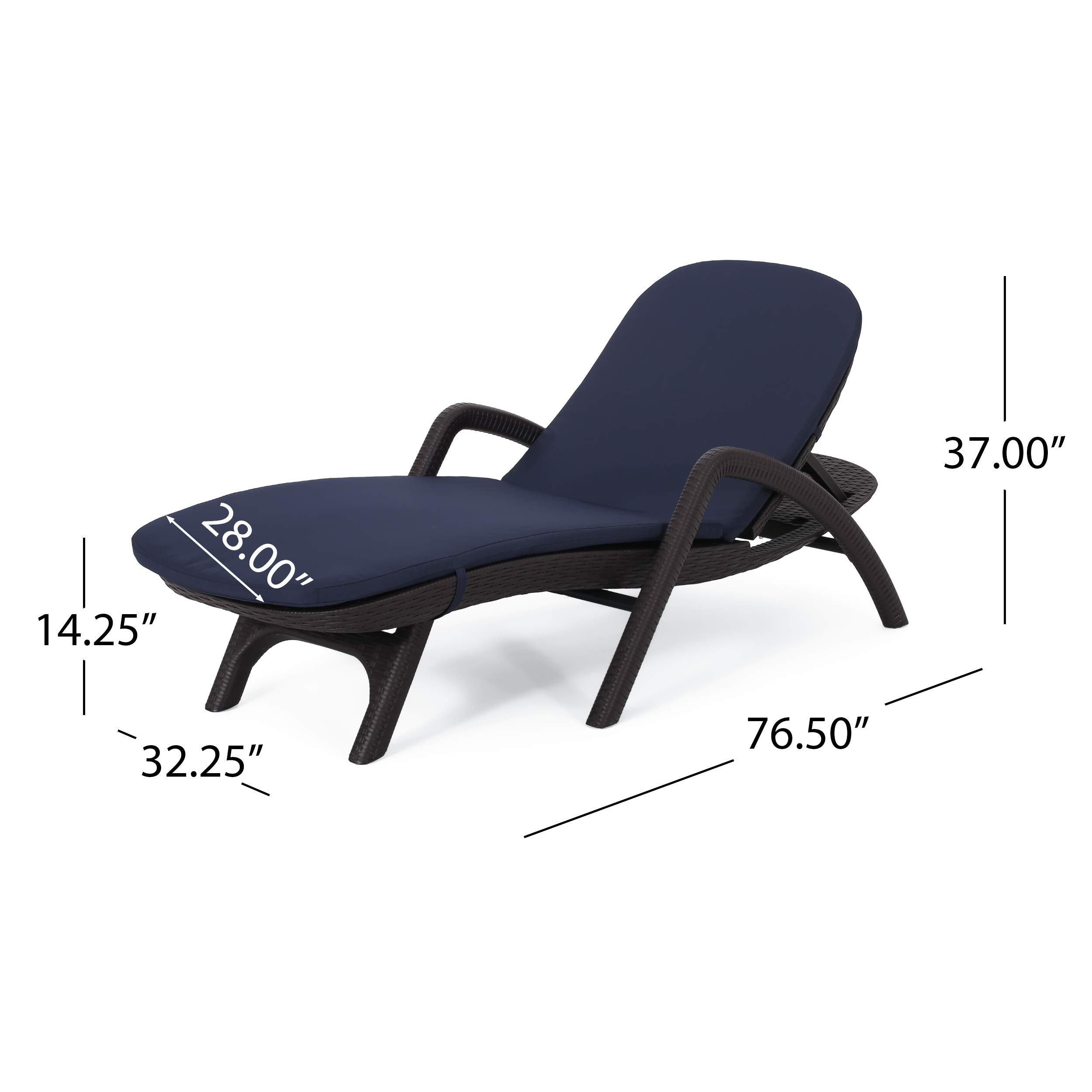 Home Chaise Lounge Set, Dark Brown + Navy Blue