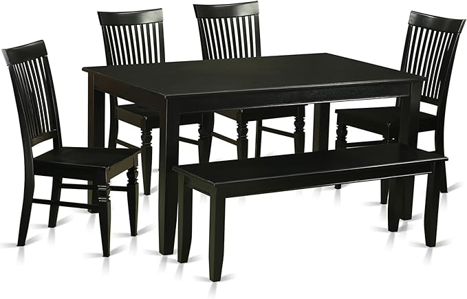 BLK-W 7 Piece Kitchen Table & Chairs Set Consist of a Rectangle Dining Room Table and 6
