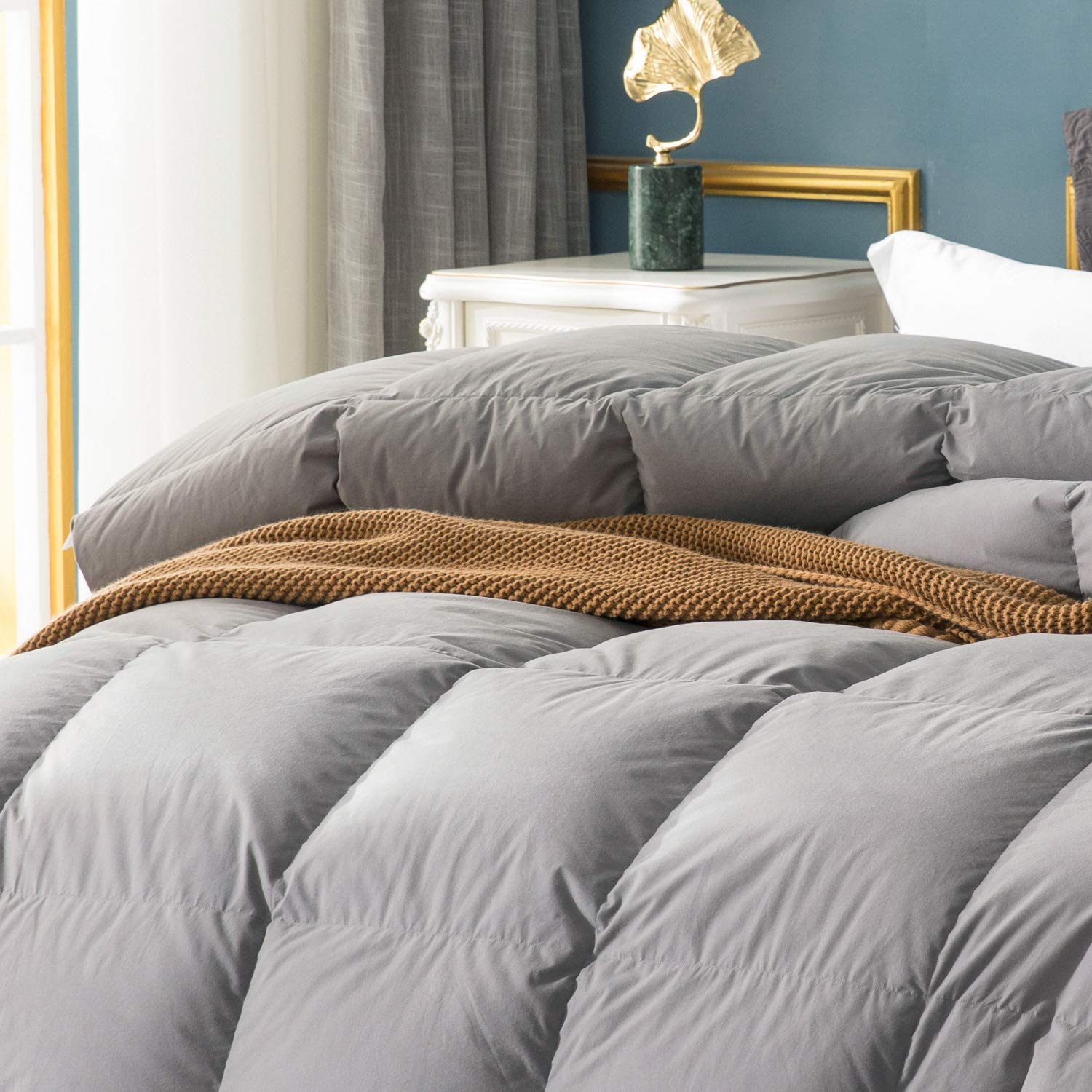 Fusion White Goose Down Comforter King Size,Heavy Weight Duvet Insert for Winter,