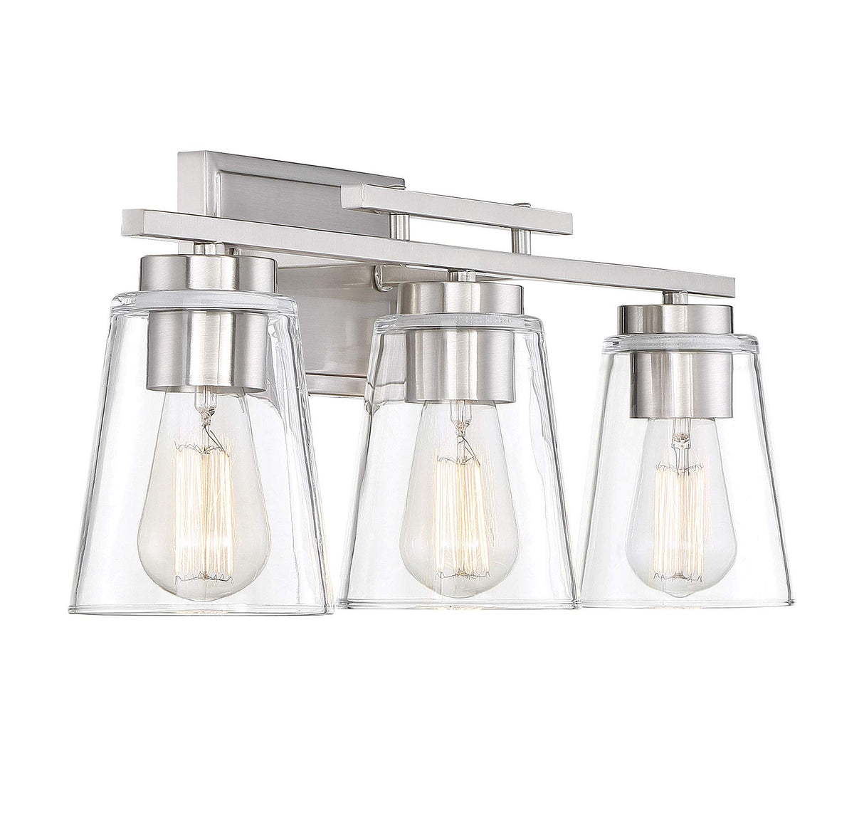 8-1020-3-SN Calhoun Modern Bohemian Clear Glass Bathroom Vanity Wall Light