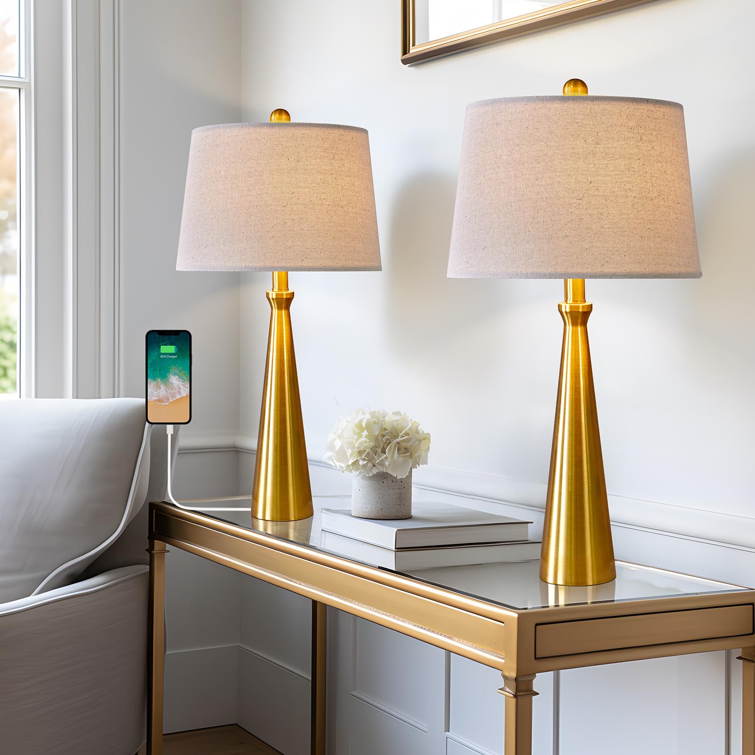 25.75" Table Lamps Set of 2 for Living Room Bedroom, Bedside Lamp 3-Way