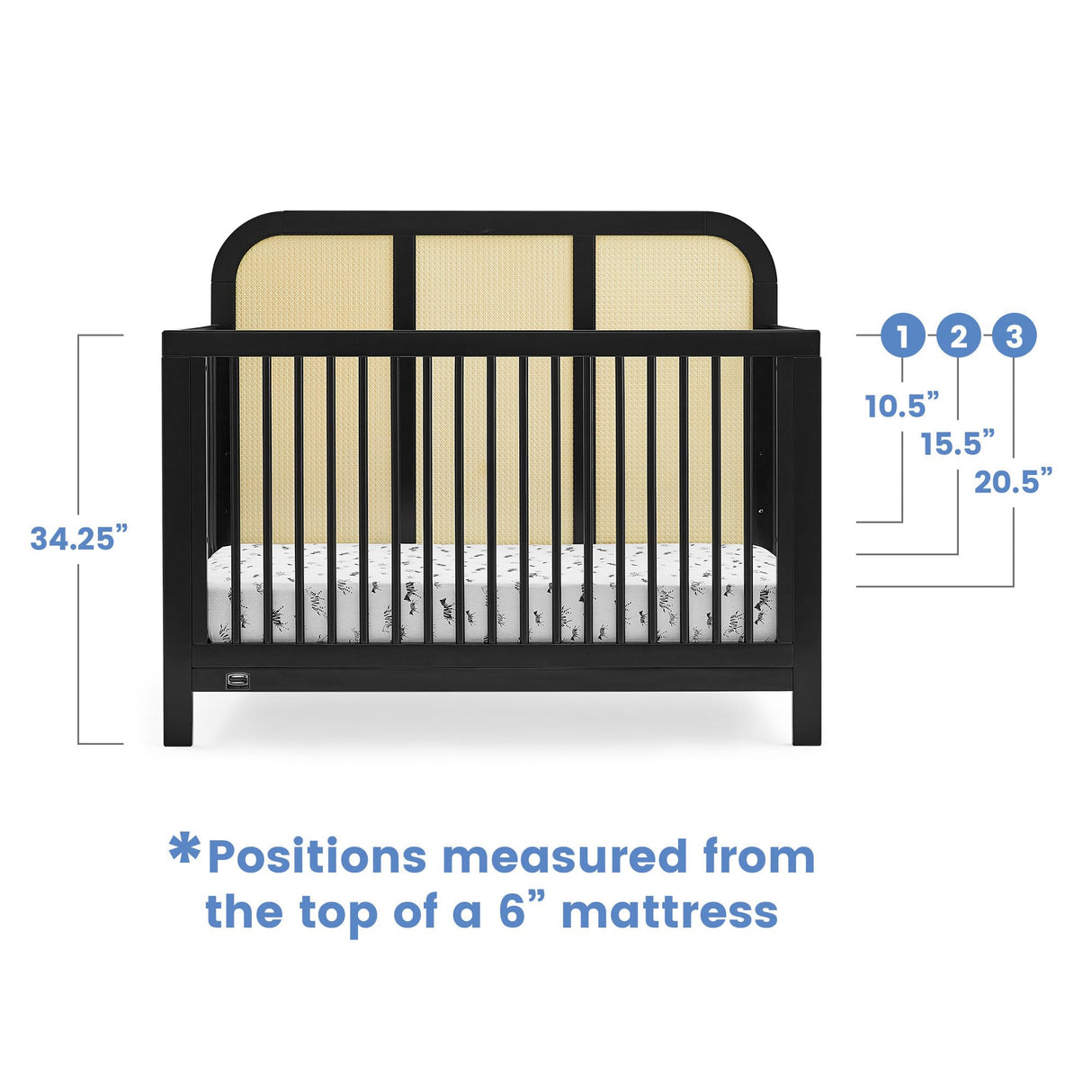Theo 6-in-1 Convertible Crib - Greenguard Gold Certified, Black/Textured Almond