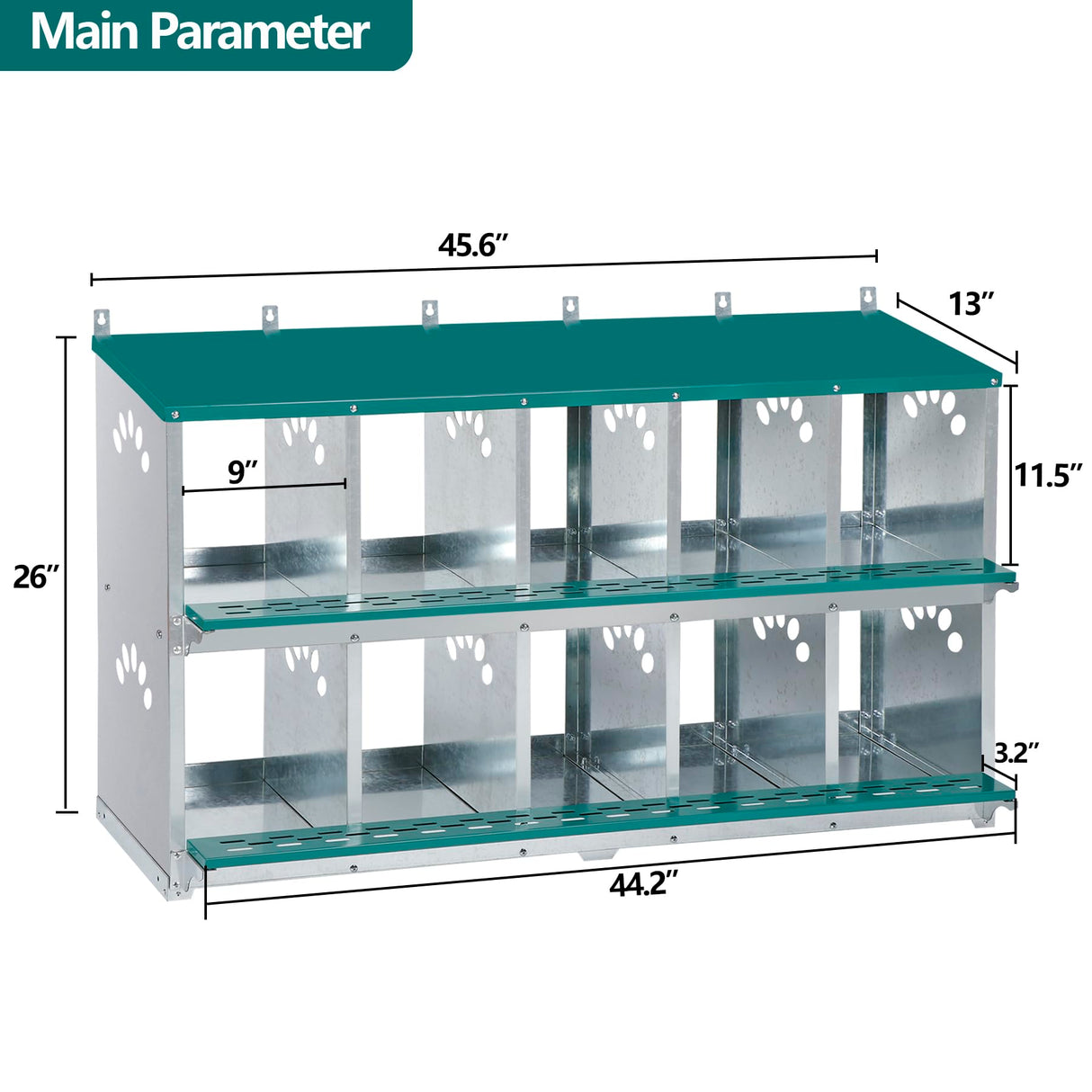 Chicken Nesting Box, 10 Compartment Nesting Box, 10 Room Metal Nesting Boxes